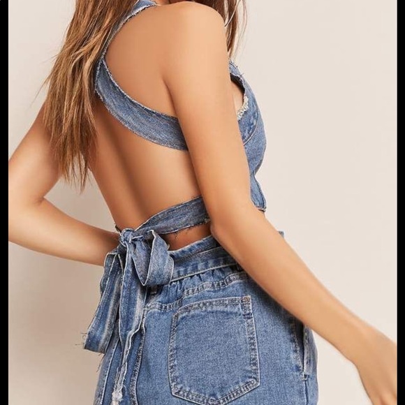 two piece denim outfit